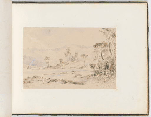 Bishop Nixon, watercolour, April 1844, Windermere on the Tamar, State Library NSW