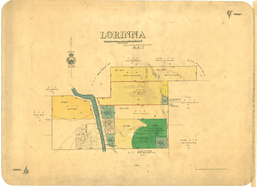 Plan of Lorinna, L59, John Vail, Government Printer, 1917, Tasmanian Archives
