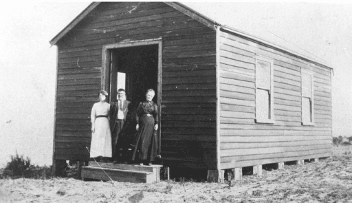 View of the first church on Flinders Island, at Badger Corner, Tasmania. Built by the Robinson family about 1911. Copyright Flinders Island Museum.