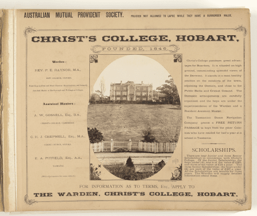 Christ's College, 1870s, Anson Brothers photographers, Tasmania Archives